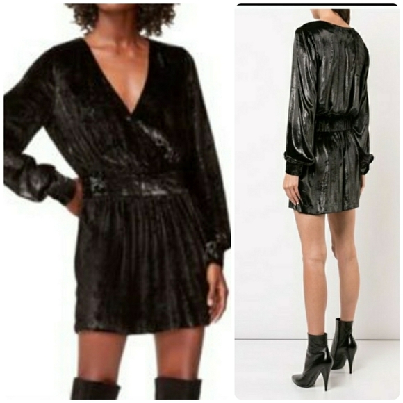 FRAME wrap  effect metallic velvet mini dress - Picture 3 of 10